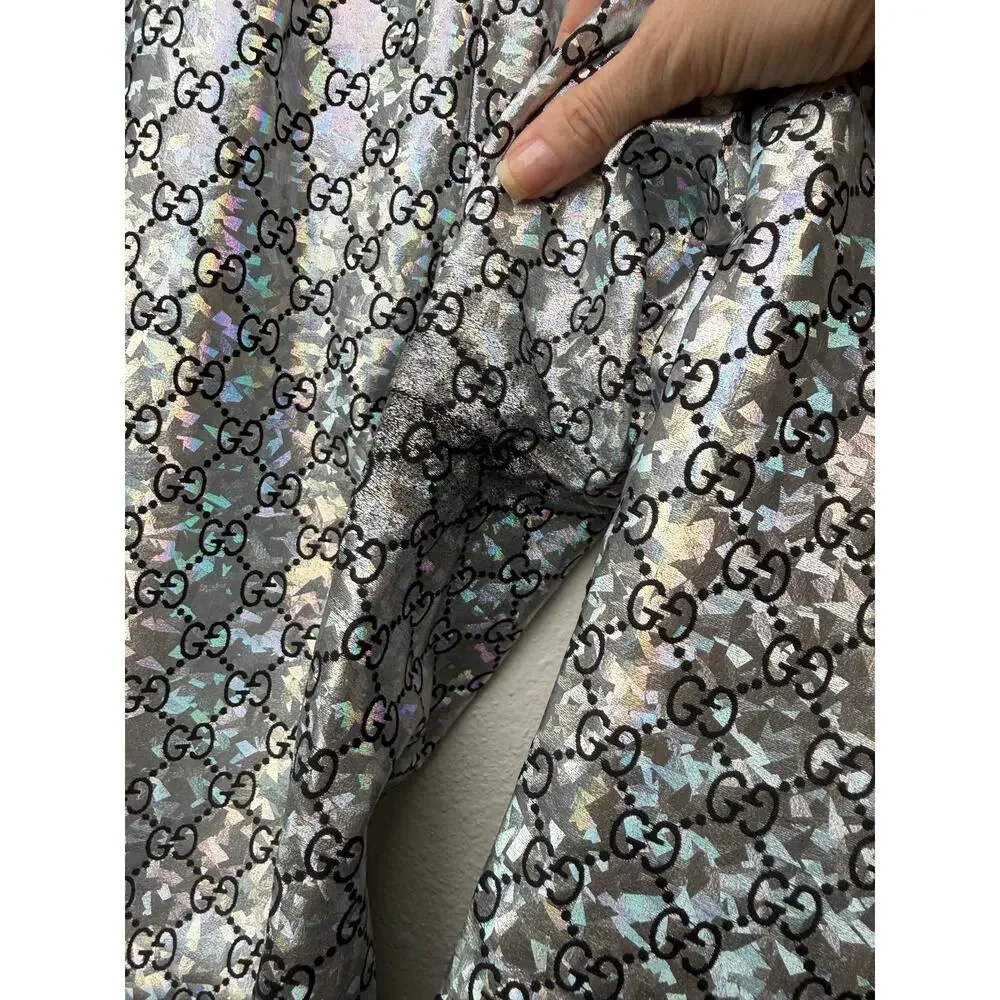 Gucci Silver GG Crystal Jogger Pants Men's M